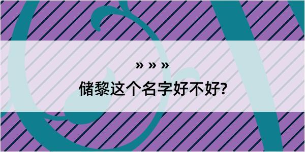 储黎这个名字好不好?