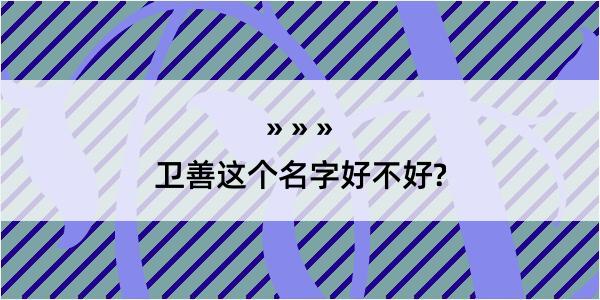 卫善这个名字好不好?