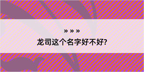 龙司这个名字好不好?