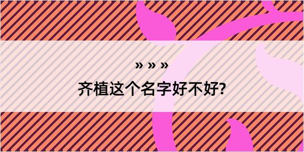 齐植这个名字好不好?