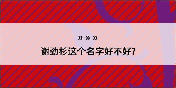 谢劲杉这个名字好不好?