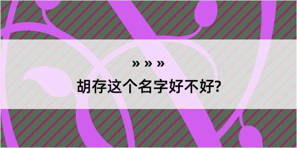 胡存这个名字好不好?