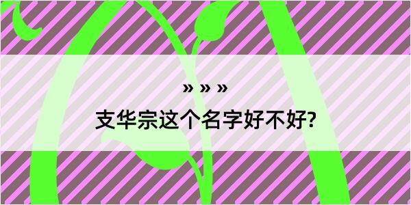 支华宗这个名字好不好?