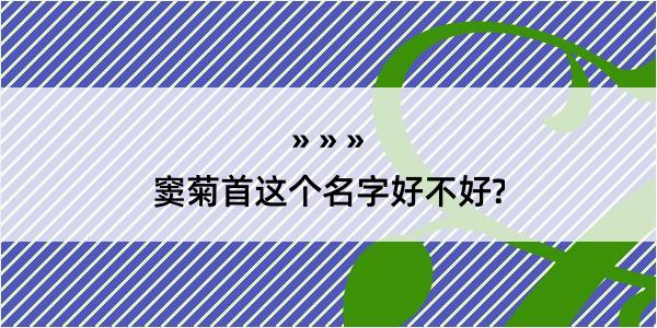 窦菊首这个名字好不好?