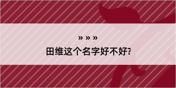 田维这个名字好不好?