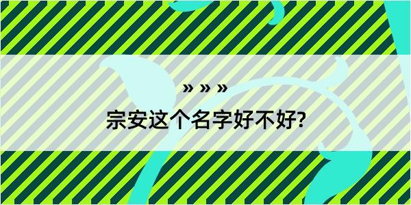 宗安这个名字好不好?