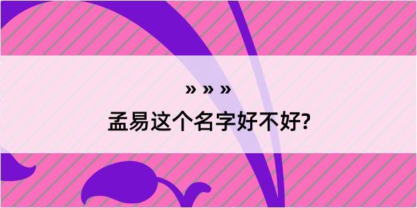 孟易这个名字好不好?