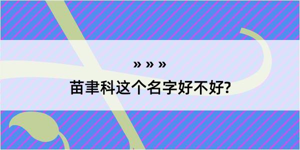 苗聿科这个名字好不好?