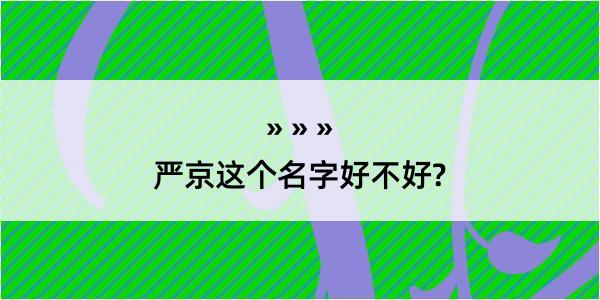 严京这个名字好不好?