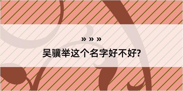 吴骥举这个名字好不好?