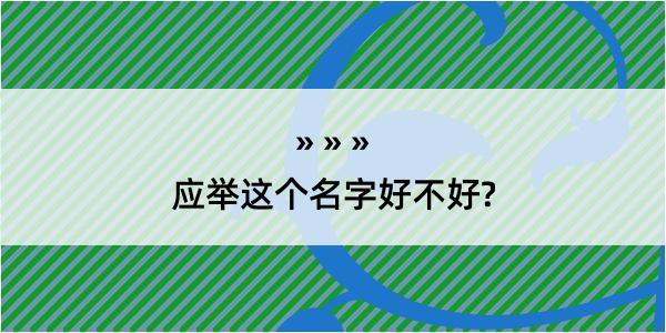 应举这个名字好不好?