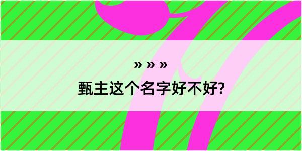 甄主这个名字好不好?