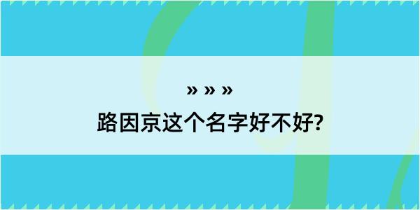 路因京这个名字好不好?