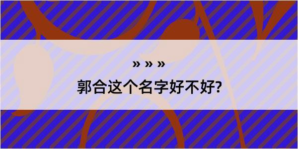 郭合这个名字好不好?