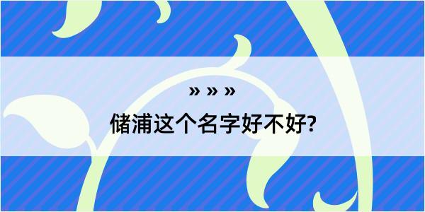 储浦这个名字好不好?