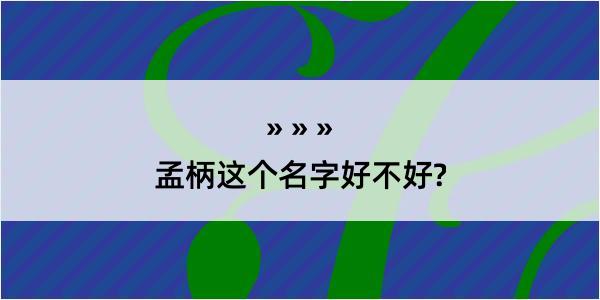 孟柄这个名字好不好?