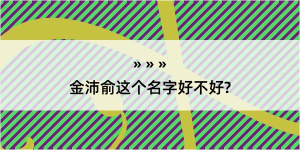 金沛俞这个名字好不好?