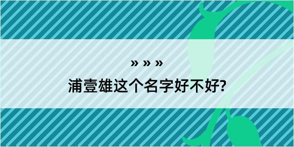 浦壹雄这个名字好不好?