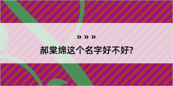 郝棠绵这个名字好不好?