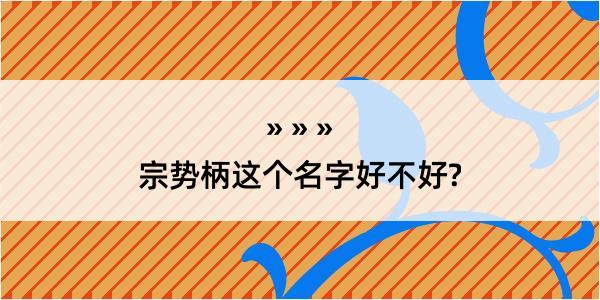 宗势柄这个名字好不好?