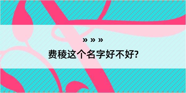 费稜这个名字好不好?