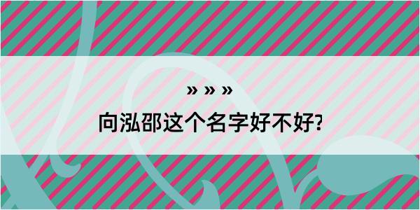 向泓邵这个名字好不好?