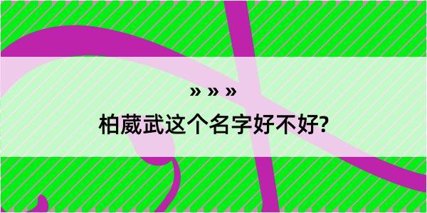 柏葳武这个名字好不好?