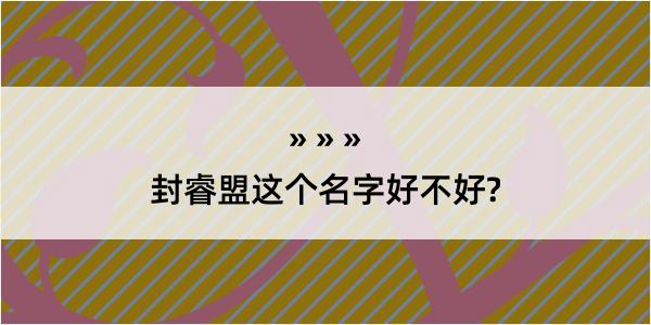 封睿盟这个名字好不好?