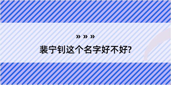 裴宁钊这个名字好不好?