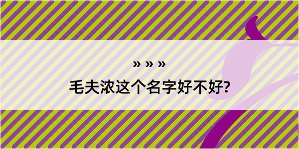 毛夫浓这个名字好不好?