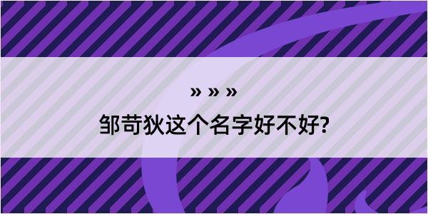 邹苛狄这个名字好不好?