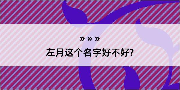 左月这个名字好不好?