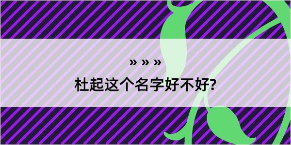 杜起这个名字好不好?