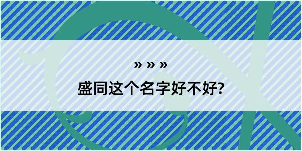 盛同这个名字好不好?