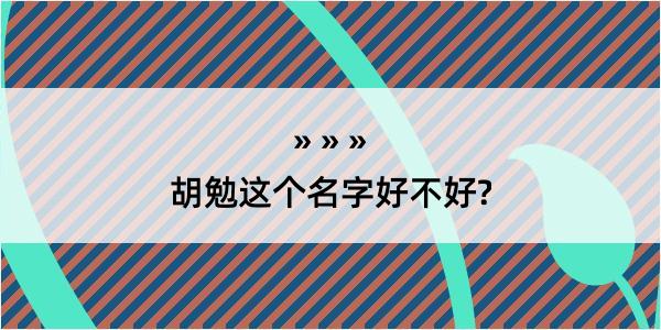 胡勉这个名字好不好?