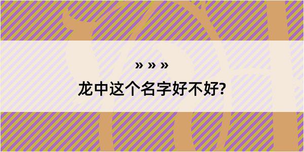 龙中这个名字好不好?