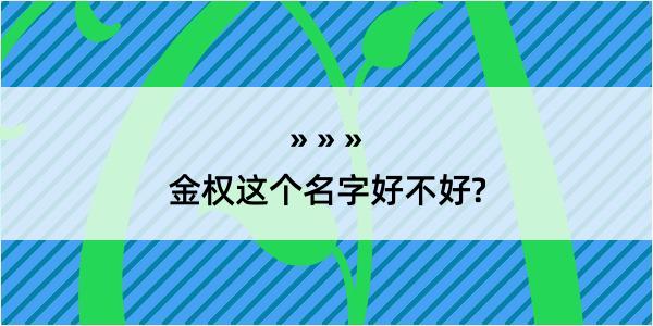 金权这个名字好不好?