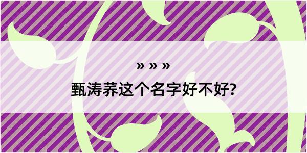 甄涛荞这个名字好不好?