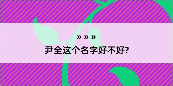 尹全这个名字好不好?