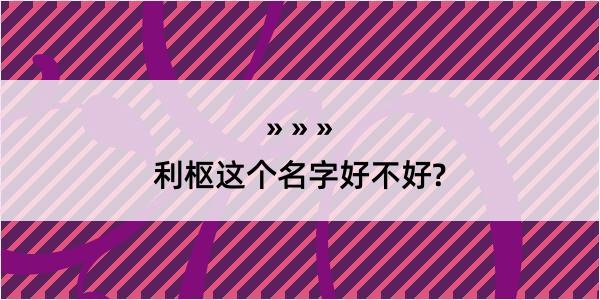 利枢这个名字好不好?