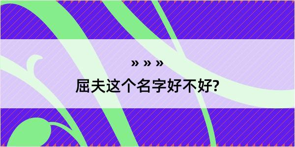 屈夫这个名字好不好?