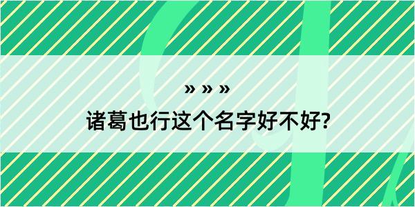 诸葛也行这个名字好不好?