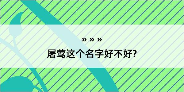 屠莺这个名字好不好?