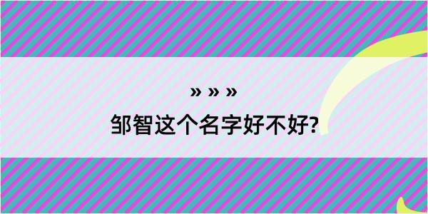 邹智这个名字好不好?