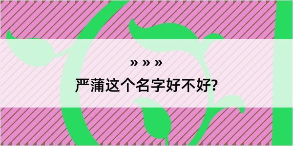 严蒲这个名字好不好?