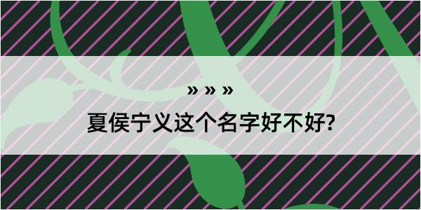 夏侯宁义这个名字好不好?