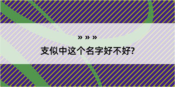 支似中这个名字好不好?