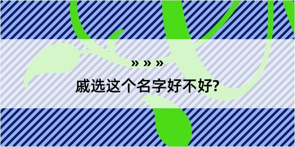 戚选这个名字好不好?