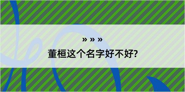 董桓这个名字好不好?