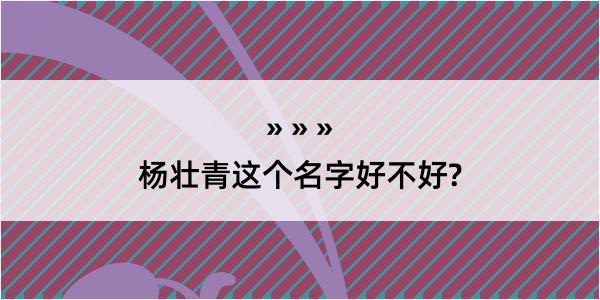 杨壮青这个名字好不好?